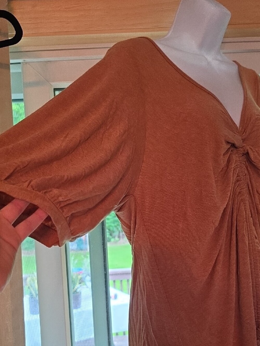 POL Rust Brown Ruched Drawstring Tunic - Picture 2 of 7